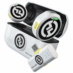 Hollyland Lark M2 Wireless Lavalier Mikrofon USB C für Android Handy iPhone 15, 48kHz/24 bit Hi-Fi Audio 30H Dauer 300m Reichweite, ENC Antischall Ansteckmikrofon kabellos für Vlog YouTube-Weiß pour USB-C Weiß