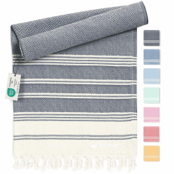 Fit-Flip Hamamtuch aus 100% recycelter Baumwolle – nachhaltig und natürlich – Saunatuch, Strandtuch, Duschtuch, Badetuch, Yogatuch – Navy – 100x200cm Diamond 06 Navy - Diamond 100x200cm