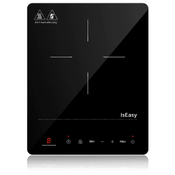 Induktionskochfeld 1 Platte, IsEasy Einzel Induktionskochplatte 2100W, 28cm kochplatte, Tragbares mit Kindersicherung, 9 Heizstufen, 8-Stunden-Timer, Max/Min-Funktion, Schwarz Einzel 1 Zone Induktionskochfeld