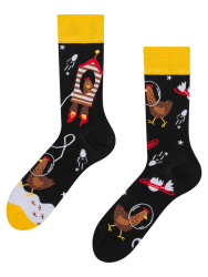 Dedoles Socken Unisex Damen Herren & Kinder Baumwolle viele lustige Designs Fussball Fahrrad Pferde Pflanzen Feuerwehr Geschenk links rechts verschieden 39-42 Hühner-Astronaut