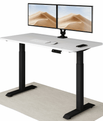 Desktronic Höhenverstellbarer Schreibtisch 140x70 cm - Stabiler Schreibtisch Höhenverstellbar Elektrisch - Standing Desk mit Touchscreen und Integrierten Ladesteckern Schwarz + Weiß 140 x 70 cm