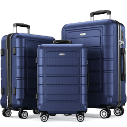 SHOWKOO Kofferset 3 Teilig Hartschale Leicht ABS+PC Erweiterbar Reisekoffer Haltbar Trolley Handgepäck Sets mit TSA Schloss und 4 Rollen (M L XL -Blau) Kofferset 3tlg Blau (Set 3)