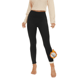 AMIYOYO Thermo Leggings Damen Gefüttert Leggings Fleece Thermohose Verdickte Plüsch Leggins Blickdicht Samt Thermounterwäsche Warm Strumpfhose Winter L Schwarz