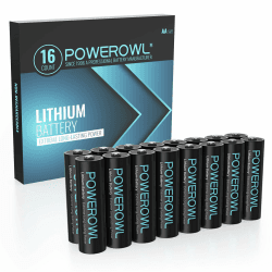POWEROWL AA Batterien 1,5 V Lithium Batterie AA 16 Stück (Nicht Wiederaufladbare) für High-Tech Geräte Lithium AA Batterien hohe Kapazität langlebig 16AA