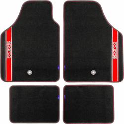 SPARCO 03763BRS Set mit 4 universellen Teppichen, Rot/Schwarz