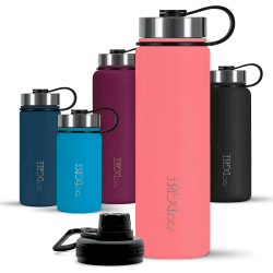 720°DGREE Edelstahl Trinkflasche 1200ml “noLimit” - Auslaufsicher, Kohlensäure geeignet, BPA-Frei - Thermosflasche, Isolierflasche mit Schraubverschluss für Sport, Fitness, Outdoor +Gratis Sportdeckel 1200 ml 19 Coral | Koralle