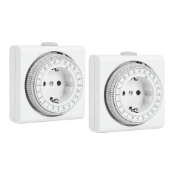 G-Homa Mechanische Zeitschaltuhr Steckdose, 2er Set Analoge Zeitschaltuhr für Innenbereich mit 96 Segmenten 15 min Schaltintervall, Täglicher EIN-/Aus-Zyklus, für Weihnachtsdeko, Kindersicherung,Timer 2 PACK
