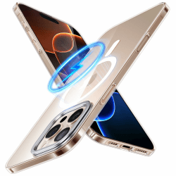 TORRAS Ultra Dünn für iPhone 16 Pro Hülle für MagSafe [Nr. 1 Magnetkraft] Handyhülle iPhone 16 Pro Stoßfest Kratzfest & Samtiger Griff Slim Hülle iPhone 16 Pro Case mit Kamera-Ständer Transparent Transparent iPhone 16 Pro