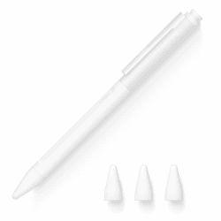 elago Pencil Clip Hülle Kompatibel mit Apple Pencil 2. Generation, 3 Ersatzspitzen-Spitzenabdeckungen im Lieferumfang Enthalten, Premium Silikon, Kompatibel mit Magnetischem Laden, Doppeltippen (Weiß)