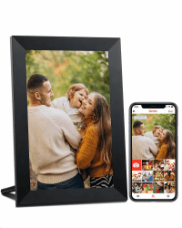 FRAMEO digitaler Bilderrahmen WLAN mit 32GB Speicher, 10.1 Zoll 1280 * 800 IPS Touchscreen, Teilen Sie Fotos und Videos über die kostenlose Frameo App, Geschenk für Familie(Schwarz) 10,1 Zoll Schwarz