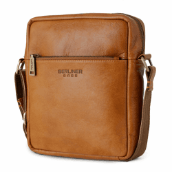 Berliner Bags Umhängetasche Tom aus Leder, Kleine Schultertasche für Herren Braun