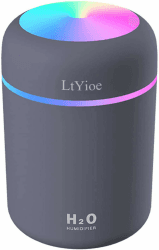 LtYioe Luftbefeuchter, Persönlicher Desktop Mini Luftbefeuchter mit Bunter Cooler Nachtlichtfunktion, Automatische Abschaltung und Super leise für Auto, Büro, Schlafzimmer (Grau)