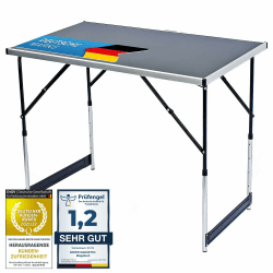 GOODS+GADGETS Klappbarer Multifunktionstisch Mehrzwecktisch Campingtisch Klapptisch Markttisch höhenverstellbarer Tapeziertisch Beistelltisch zum Campen im Garten für Festivalls Märkte und mehr Schwarz: 100 X 60 Cm