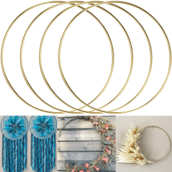 Metallringe zum Basteln 30cm 4 Stück Gold Kranz Ringe Makramee Ringe, Traumfänger Ring, Hochzeitskranz, Wandbehänge Deko, Blumen Reifen 4 Stück 30cm