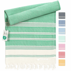 Fit-Flip Hamamtuch aus 100% recycelter Baumwolle – nachhaltig und natürlich – Saunatuch, Strandtuch, Duschtuch, Badetuch, Yogatuch – Green – 100x200cm Diamond 14 Green - Diamond 100x200cm