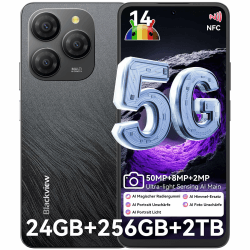 Blackview Shark 9 Handy 5G 24GB+256GB /2TBTF, 2.7GHz Octa Core, Super PD 50MP AI Fotoalbum, Android 14 Smartphone ohne vertrag, 6.67“, 5000mAh Mit 18W, Dual SIM Handys/Fingerabdruck/Face ID/GPS/NFC Schwarz