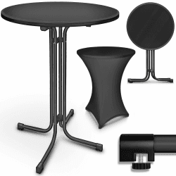 tillvex® Gastro Stehtisch klappbar Ø80cm mit Husse | Bistrotisch FERTIG MONTIERT | Klapptisch rund - wetterfester Partytisch | Gartentisch Indoor & Outdoor Ø 80 cm Schwarz 1