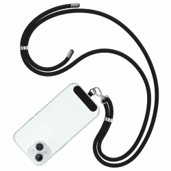 COCASES Handykette Universal zum Umhängen- Handyband aus Nylon kompatibel mit jeden Smartphones, Handy Kette Umhängenband mit Kordel(Schwarz)