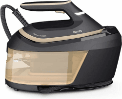 Philips PerfectCare 6000 Dampfbügelstation - 2400 Watt, 600 g Dampfstoß, 8 Bar, OptimalTEMP-Technologie, 1,8 l Wassertank, Schwarz/Gold (PSG6064/80) 600 g Dampfstoß 8 bar Dampfdruck