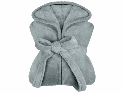 npluseins extra weicher Kapuzen-Bademantel aus Kuschelfleece - in modernen Farben und verschiedenen Größen - Unisex & wadenlang XL Grau