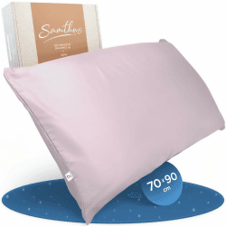 Samthus Kopfkissenbezug 70x90 Baumwolle Satin - Oeko-Tex Made In Green - Himmlisch weicher Schlaf mit atmungsaktivem Kissenbezug - 1x Kissenhülle - Rosa - mit YKK Reißverschluss 70 x 90cm Rosa