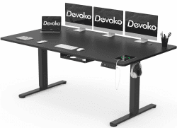 Devoko Schreibtisch Höhenverstellbar Elektrisch 180x80cm mit USB C-Ladeanschluss, Mobiler Computertisch mit Kabel Management Tray und 3-Funktions-Memory, Schwarz 180 x 80 cm Schwarz