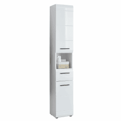 trendteam smart living - Hochschrank Schrank - Badezimmer - Skin - Aufbaumaß (BxHxT) 30 x 182 x 31 cm - Farbe Weiß Hochglanz - 111610301