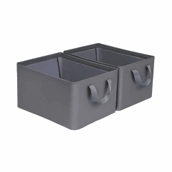 iEGrow Kleiderschrank Organizer, 2er Set faltbare Aufbewahrungskorb, Oxford Fabric Aufbewahrung 41x32x23 cm, geeignet für Wohnzimmer, Schlafzimmer, Aufbewahrung von Badartikeln (Grau) Grau 41x32x23cm/2 Pack