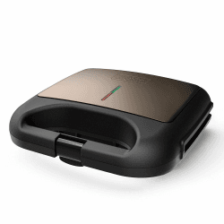 BLACK+DECKER BXSA752 - Sandwichmaker, 750W, Grillplatten 21,5x12,5cm, antihaftbeschichtet, Anzeige für ideale Temperatur, kompakt und leicht zu verstauen.