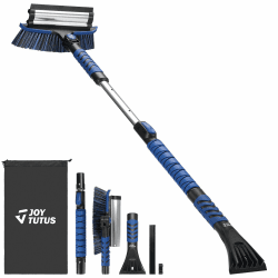 JOYTUTUS Eiskratzer Auto mit Besen 5 in1, 105CM Lang Ausziehbare Auto Schneebesen mit Eiskratezer, 270° Verstellbare Auto Schneebürste, Eiskratzer Teleskop für Auto SUV Truck LKW,Fenster,Boden(Blau)