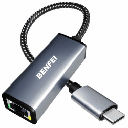 USB C auf Ethernet Adapter, BENFEI Thunderbolt 3 auf RJ45 LAN Netzwerk Adapter Kompatibel für MacBook Pro 2019/2018/2017, MacBook Air und mehr[Nylon geflochten&Aluminum Alloy] 1 Anschluss: USB-C
