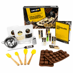 DIBYS DIY-Set Pralinen zum selber machen | Schokoladen-Kit mit natürlichen Zutaten & 12 Toppings | Geschenk-Idee für Kinder & Erwachsene | Ideal zum Geburtstag | Anfänger-Set Pralinen-Set