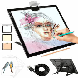 elice leuchttisch A3,Wiederaufladbares leuchtkasten mit Ständer/Clip,3 Farben stufenlos dimmbar und 6 Helligkeitsstufen,diamond painting Zubehör,lightpad für diamond painting,Zeichnen,Skizzieren A3(Schwarz)