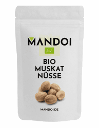 Mandoi BIO Muskatnuss 25g, Muskat Nuss ganz aus kontrolliert biologischem Anbau. Muskatnüsse sehr aromatisch, organic nutmeg 25 g (1er Pack)