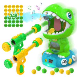 EagleStone Bewegliches Dinosaurier-Schießspielzeug mit Sprühfunktion, Zielspielspielzeug mit 2 Pumppistolen, Partygeschenk-Weihnachtsspielzeug mit Ergebnisaufzeichnung, Ton, für Jungen und Mädchen Grün&Spray
