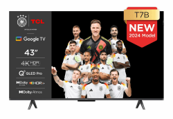 TCL 43T7B 43-Zoll QLED Pro Fernseher, 4K Ultra HD, HDR Pro, Smart TV Unterstützt von Google TV (Dolby & Atmos, Motion Clarity, Freihändige Sprachsteuerung, Kompatibel mit Google Assistant & Alexa) T7B 2024 60Hz 43 Zoll
