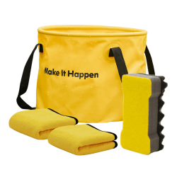 HOTO Auto Reinigungsset, Autopflege Set, 20L Outdoor Faltschüssel, doppelseitiger Reinigungsschwamm, Microfasertuch für Auto Waschen, Wandern Camping, Party und Garten
