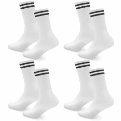 Socken Herren Damen Sportsocken 4 paar Tennissocken Weiß Lange Baumwollsocken weiss Laufsocken Arbeitssocken Schwarz 43-46 Weiß X 4