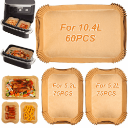 BYKITCHEN 210pcs Backpapier für Heißluftfritteuse Ninja Flex Drawer AF500EU 10,4L Dual Zone,Airfryer Zubehör für Ninja Foodi AF500EU AF500EUCP,Auch kompatibel mit Cecotec Dual 9000 9L Großes Backpapier