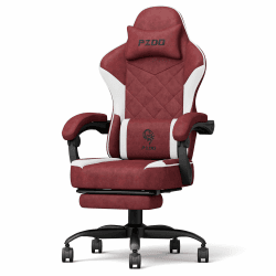 PZDO Gamer Stuhl Ergonomischer Gaming Stuhl mit Fußstütze, Gaming Sessel, Gepolstert Gaming Chair mit Kopfstütze, Racing Stuhl mit Lordosenstütze, Geschenk, Teenager, Erwachsene(Rot)