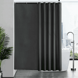 Furlinic Duschvorhang Überlänge Badvorhang Anti-schimmel Textil für Badewanne und Dusche Vorhang aus Stoff Antibakteriell Waschbar mit 12 Duschringen Dunkelgrau Extra Groß 200x200cm. H200 x B200 cm (1er Pack) Dunkelgrau