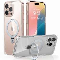 TORRAS Ostand Weltneuheit für iPhone 16 Pro Max Hülle für MagSafe (Unsichtbarer Ständer, Nr.1 Magnetkraft,Umfassender Militärischer Schutz) Handyhülle iPhone 16 Pro Max Case All-in-One Transparent Transparent iPhone 16 Pro Max