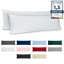 Dreamzie Kissenbezug 40x145 Baumwolle Renforcé (2er-Set) - Weiss - Dicht gewebt mit 57 Fäden/cm² - Kissenbezug 40 x 145 cm - Oeko Tex Zertifiziert Weiß 145 x 40 cm, 2 Stück