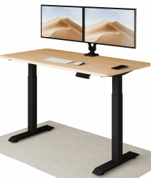 Desktronic Höhenverstellbarer Schreibtisch 140x70 cm - Stabiler Schreibtisch Höhenverstellbar Elektrisch - Standing Desk mit Touchscreen und Integrierten Ladesteckern Schwarz + Eiche 140 x 70 cm