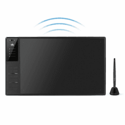 HUION WH1409 Kabelloses Grafiktablett, 350 x 220mm Groß Professionelles Tablette mit batterielosem Stift, 12 ExpressKeys, 8192 Stufen und 5080LPI -Grafiktablett für Home-Office & E-Learning Gray