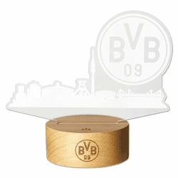 Borussia Dortmund BVB LED Leuchte mit Skyline, BVB Emblem Batterie und USB-Kabel, Braun