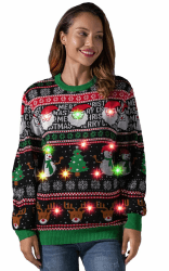 U LOOK UGLY TODAY Unisex Damen Herren Weihnachtspullover Hässlich Lustig LED Leuchtende Weihnachtspullover Strickpullover Strickpullis für Weihnachten M Festive Brights