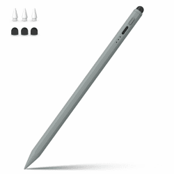 MEKO Stift für iPad Apple 2018-2024 mit Gummispitze Schnellladefunktion Palm Rejection und Neigungssensitivität für iPad Pro 11''/12,9''/ iPad 10/9/8/7/6. Gen/iPad Mini 6/5. Gen/iPad Air 5/4/3. Gen Grau