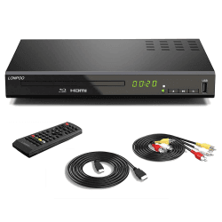 1080P HD Bluray Player für TV, Kompakter Blu-ray Player/DVD-Player mit HDMI/Koaxial/AV-Porta, Unterstützt USB-Eingang, Blu-ray DVD Region B/2, 1-6 DVD Regions LP-100DE