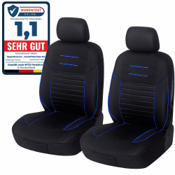 Upgrade4cars Autositzbezüge Vordersitze Schwarz Blau | Auto-Schonbezüge Set Vorne für Fahrersitz & Beifahrer Auto-Sitzbezug Universal | Autozubehör Geschenke für Frauen und Männer Vordersitze Blue Line